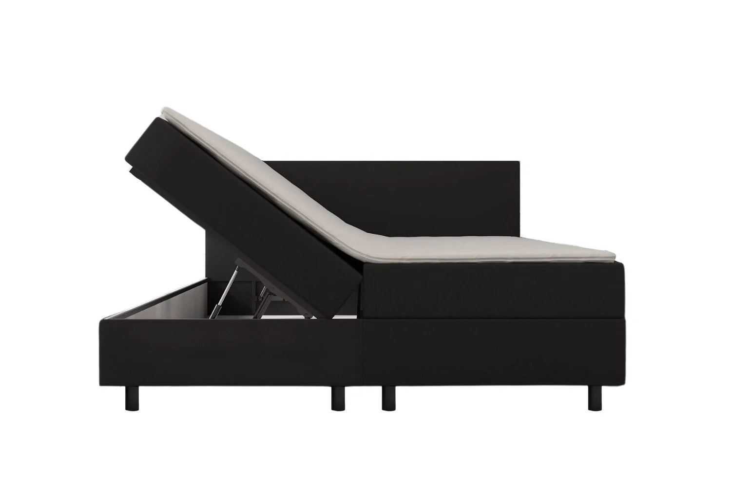 Boxspring Zwart Opbergruimte 160 x200 met Topper Pocketvering