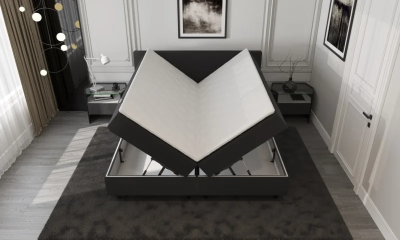 Boxspring Zwart Opbergruimte 180 x210 Pocketvering Topper - Afbeelding 3