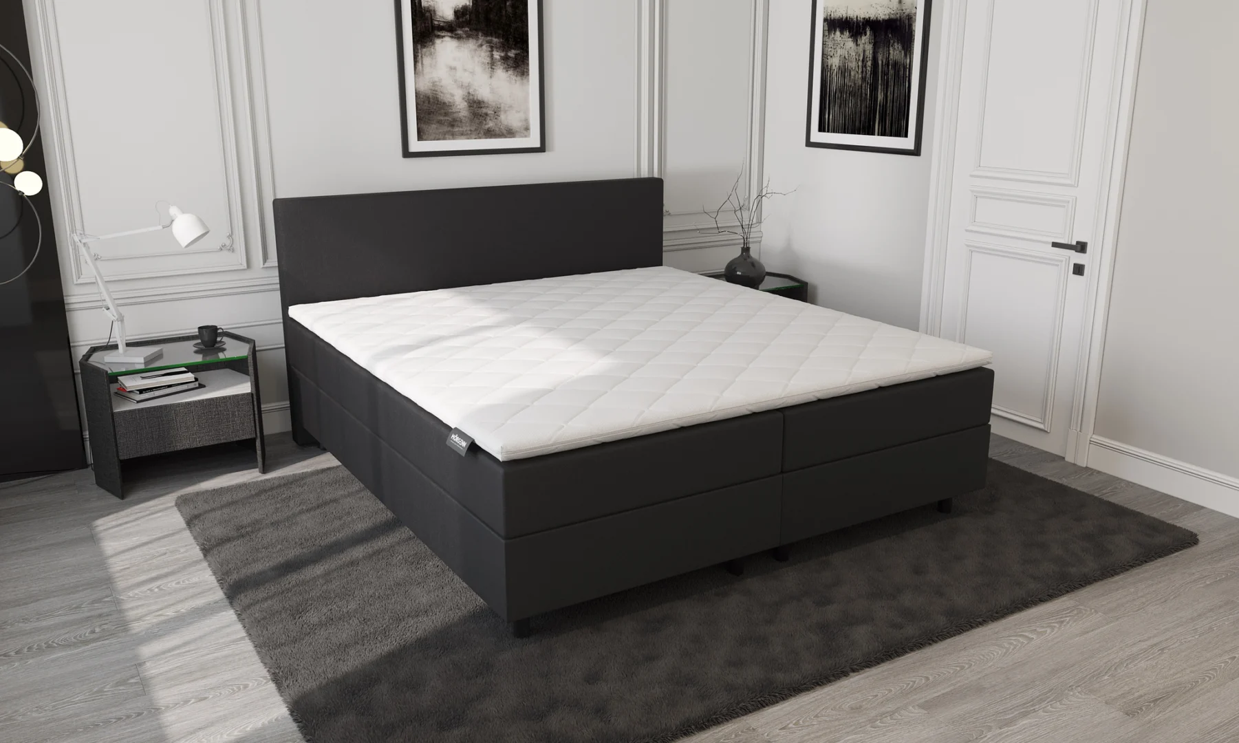 Boxspring Zwart Opbergruimte 180 x210 Pocketvering Topper - Afbeelding 5