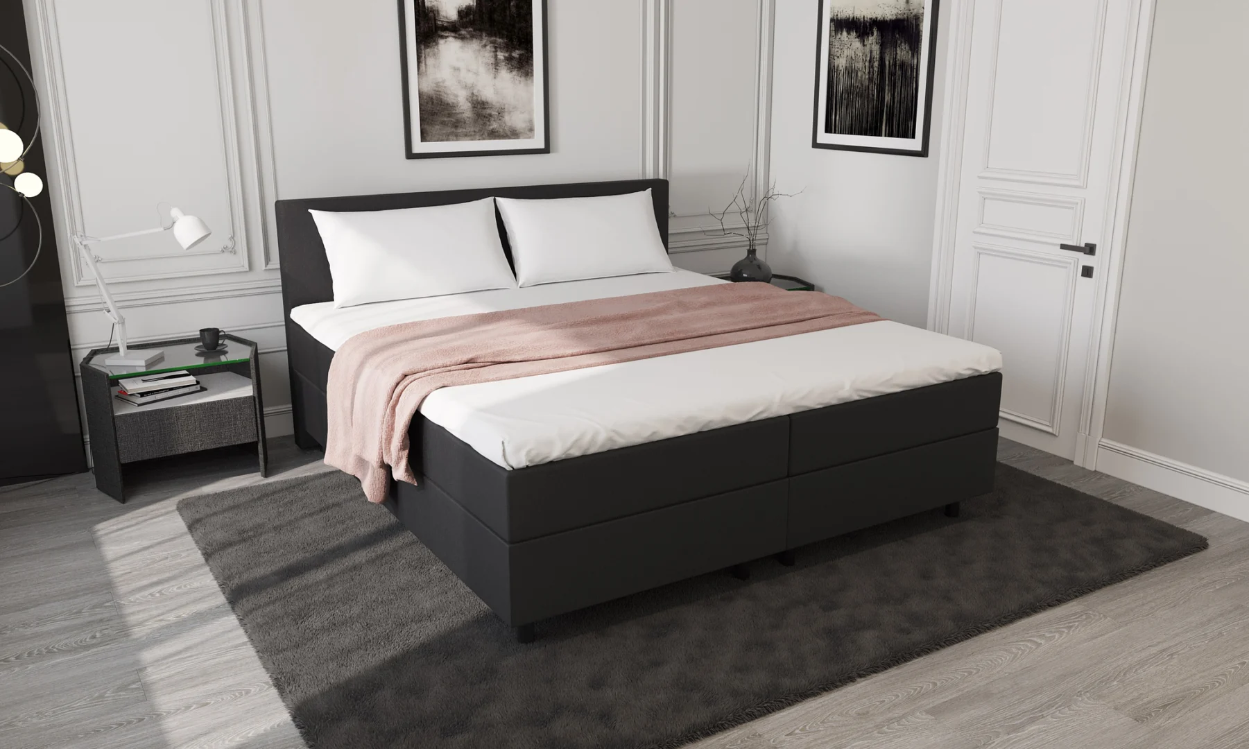 Boxspring Zwart Opbergruimte 180 x210 Pocketvering Topper - Afbeelding 6