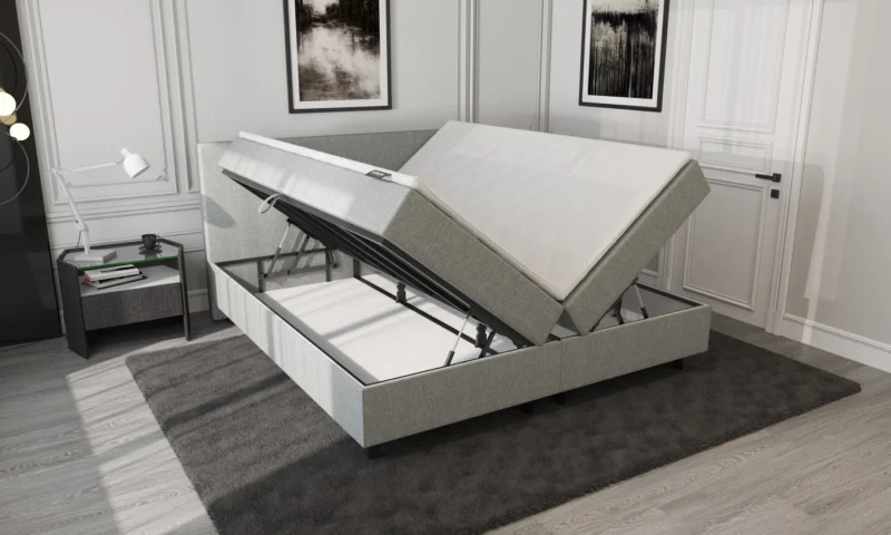 Boxspring Lichtgrijs Opbergruimte 180 x210 Compleet - Afbeelding 4