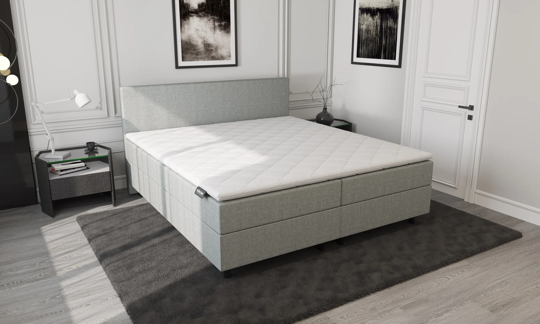 Boxspring Lichtgrijs Opbergruimte 180 x210 Compleet - Afbeelding 5