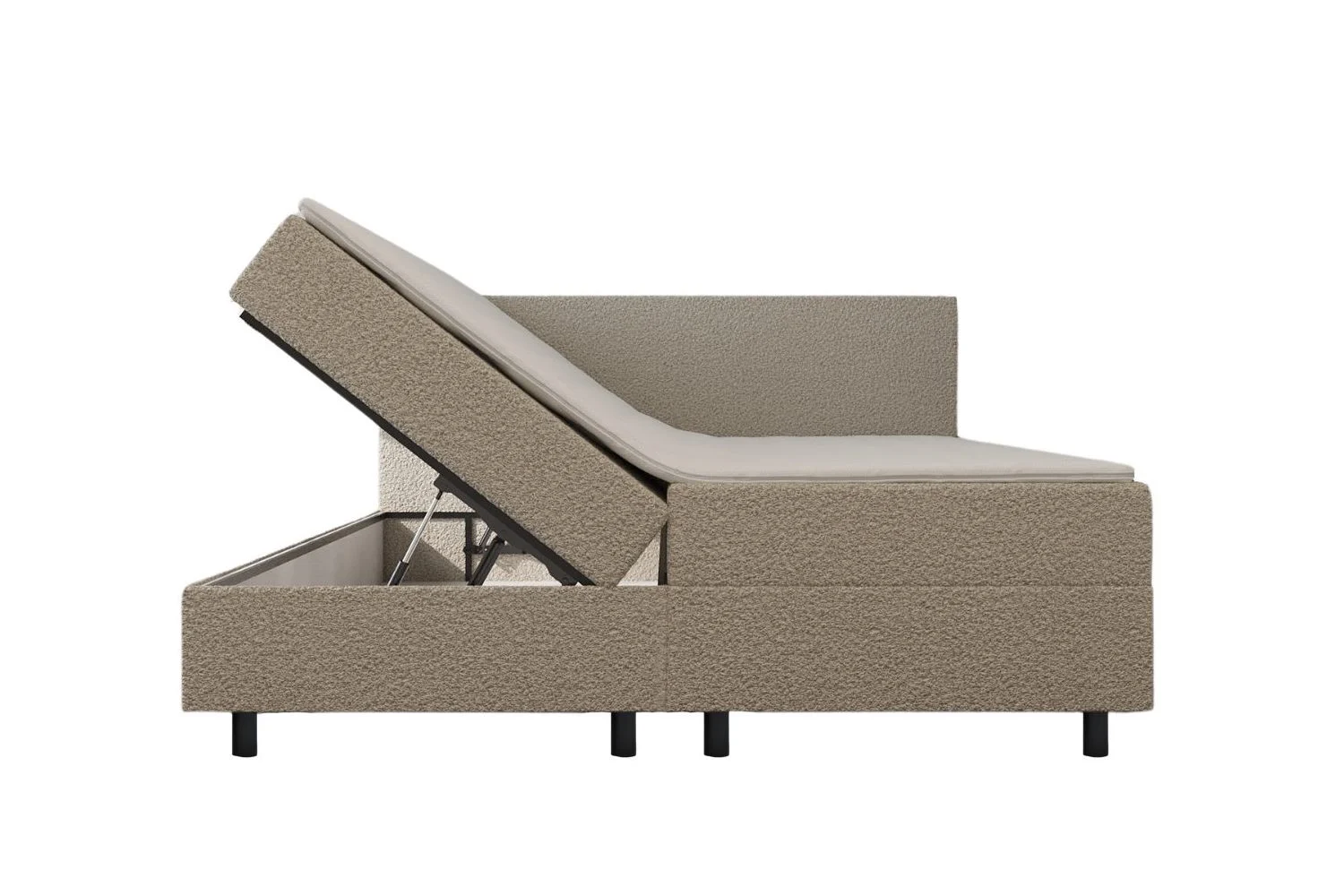 Boxspring Bouclé Beige met opbergruimte 140 x210 Compleet