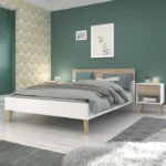 Tweepersoonsbed 160 x 200 cm Wit/Eiken Duurzaam PARISOT