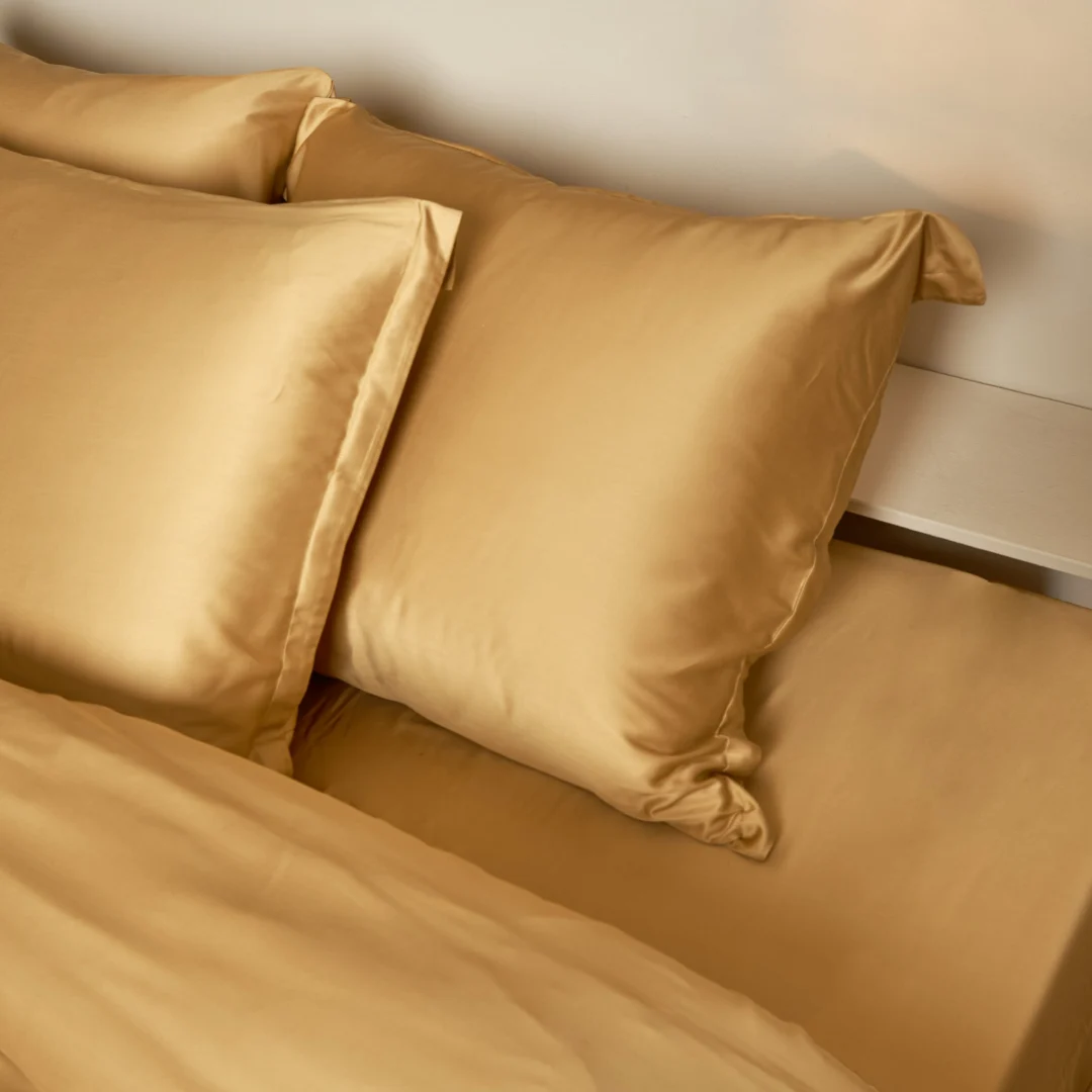 Hoeslaken 180 x 210 cm Okergeel Bamboe Koel & Ademend - Afbeelding 3