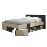 Opbergbed 140 x 190 cm Kastanje & Zwart DIAGONE