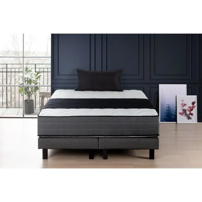 Boxspringset Massief Grenen Antraciet Traagschuim 180 x200