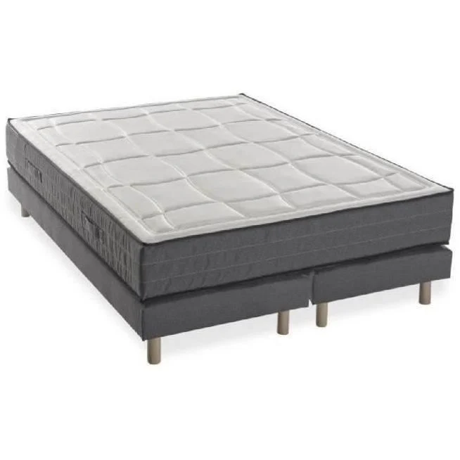Boxspringset Massief Grenen Antraciet Traagschuim 180 x200 - Afbeelding 2