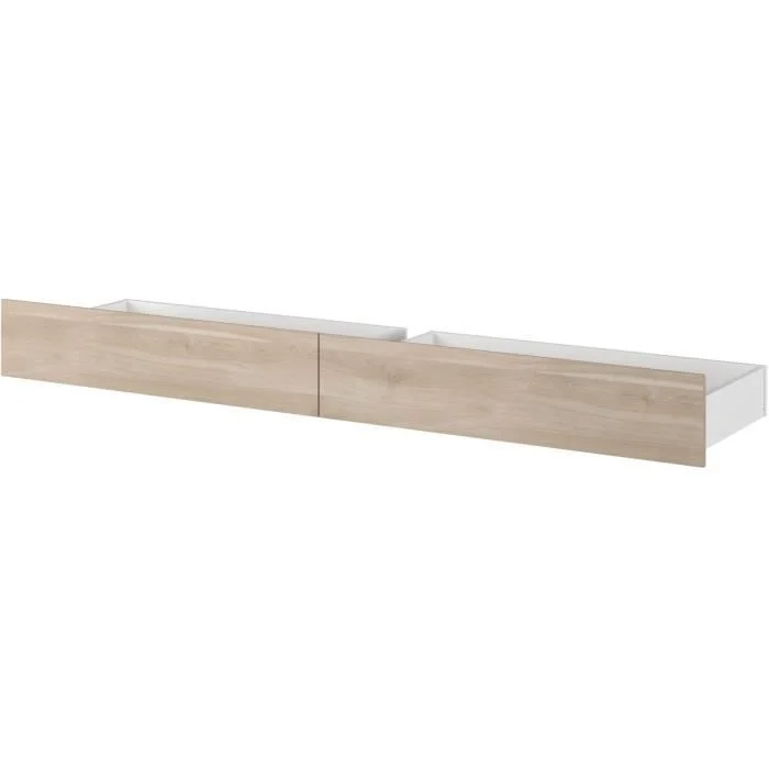 Tweepersoonsbed 160 x 200 cm Japans eiken decor met 2 laden - Afbeelding 5