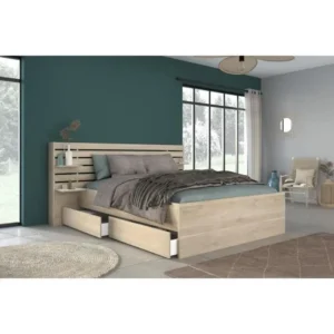 Bed 140 x 190/200 cm Japans eiken met opberglades Parisot