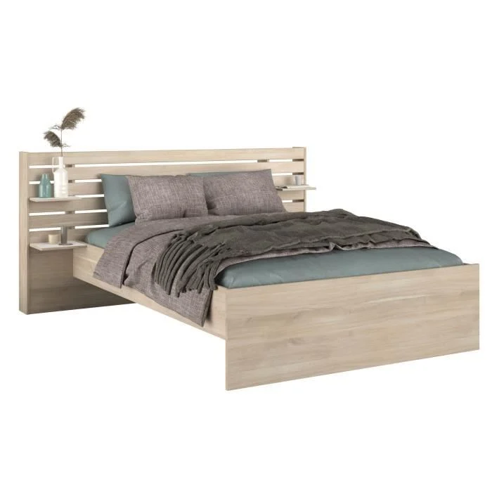 Bed 140 x 190/200 cm Japans eiken met opberglades Parisot - Afbeelding 4