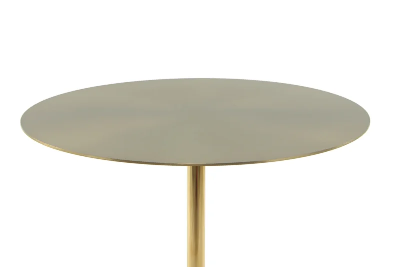 De Bijzettafel Wit Rond Marmer Opbergvak is een minimalistische, ronde tafel van wit marmer met een glad oppervlak, een centrale poot en een opbergvak, tegen een effen witte achtergrond.