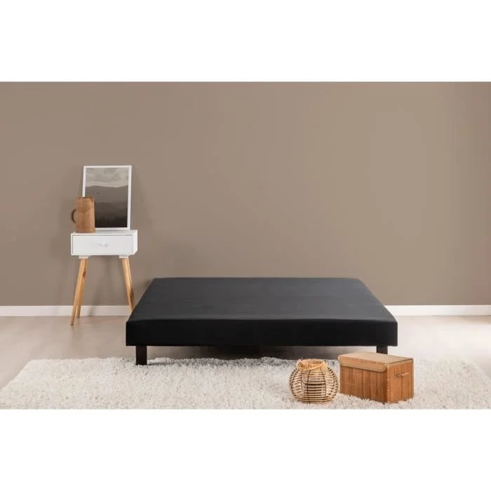 Boxspring 140 x 190 cm Zwart Massief Grenen Lattenbodem