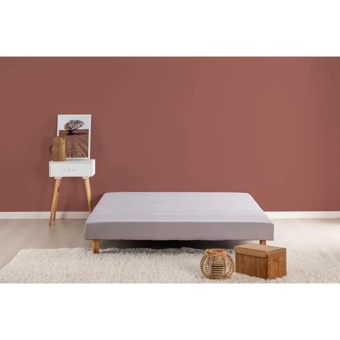 Lattenbodem 140 x 190 cm Grijs Massief hout met poten