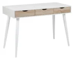 Strak bureau 110x50 in wit melamine met 3 sonoma eiken lades.