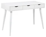 Witte bureau 110x50x77.1 cm. Melamine/staal bureau met 3 lades.