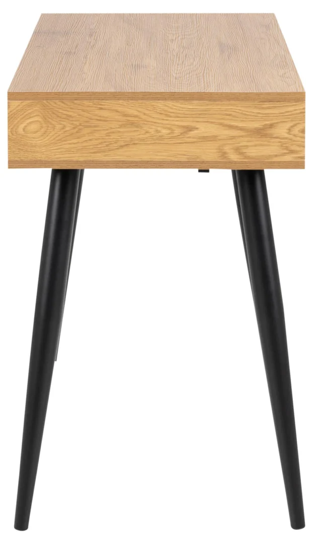 Bureau eikenlook MDF met zwarte stalen poten. Industrieel design bureau met lades.