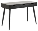 Zwart bureau 110x50 cm met 3 lades. Industrieel design bureau van melamine.