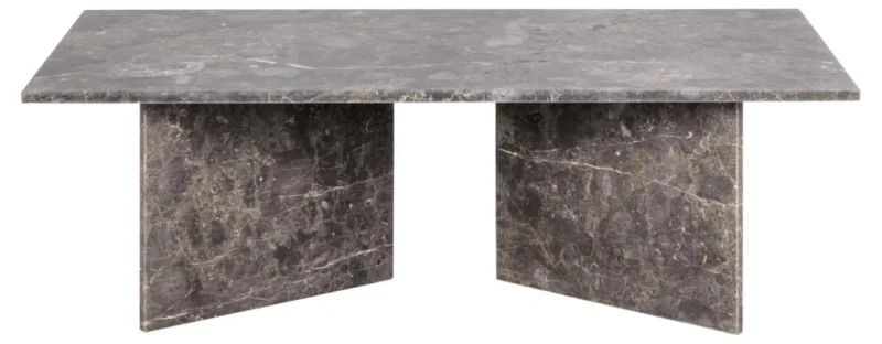De Salontafel Bruin 70 x 42 CM Rechthoek is een rechthoekige marmeren salontafel met een plat blad en schuine tafelpoten, met een modern minimalistisch ontwerp, bruine tint en gepolijst oppervlak met natuurlijke adering.