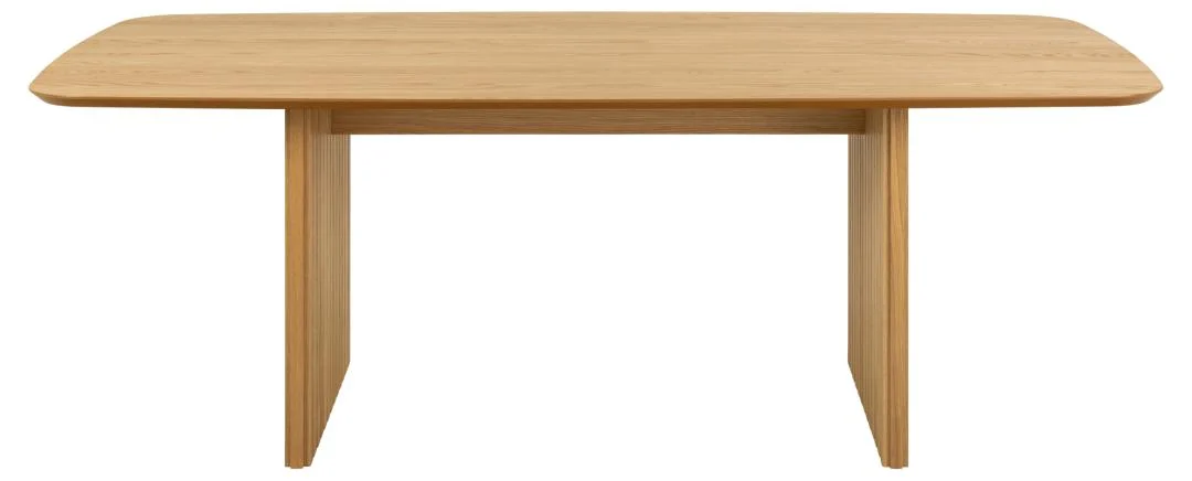 De Eettafel Nieuwe Sfeer is een rechthoekige eiken eettafel (105 x 75 cm) met afgeronde hoeken en rechte poten, van voren afgebeeld op een witte achtergrond.