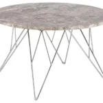 De Salontafel Grijs, Bruin 80 CM Rond is een ronde salontafel van kunststof met een strak ontwerp, perfect voor moderne woonruimtes.