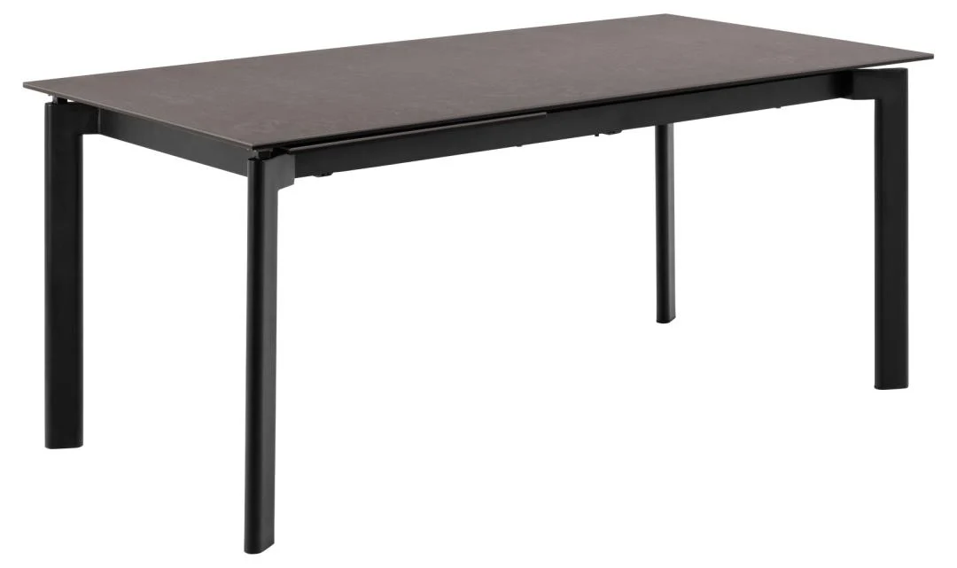 Een rechthoekige Eettafel Palermo (90 x 76 cm) met een robuust tafelblad van zwart keramiek en vier rechte poten, afgebeeld tegen een effen witte achtergrond.