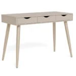 Grijze retro bureau met 3 lades, melamine, 110x50x77.1cm. Stijlvol en functioneel.