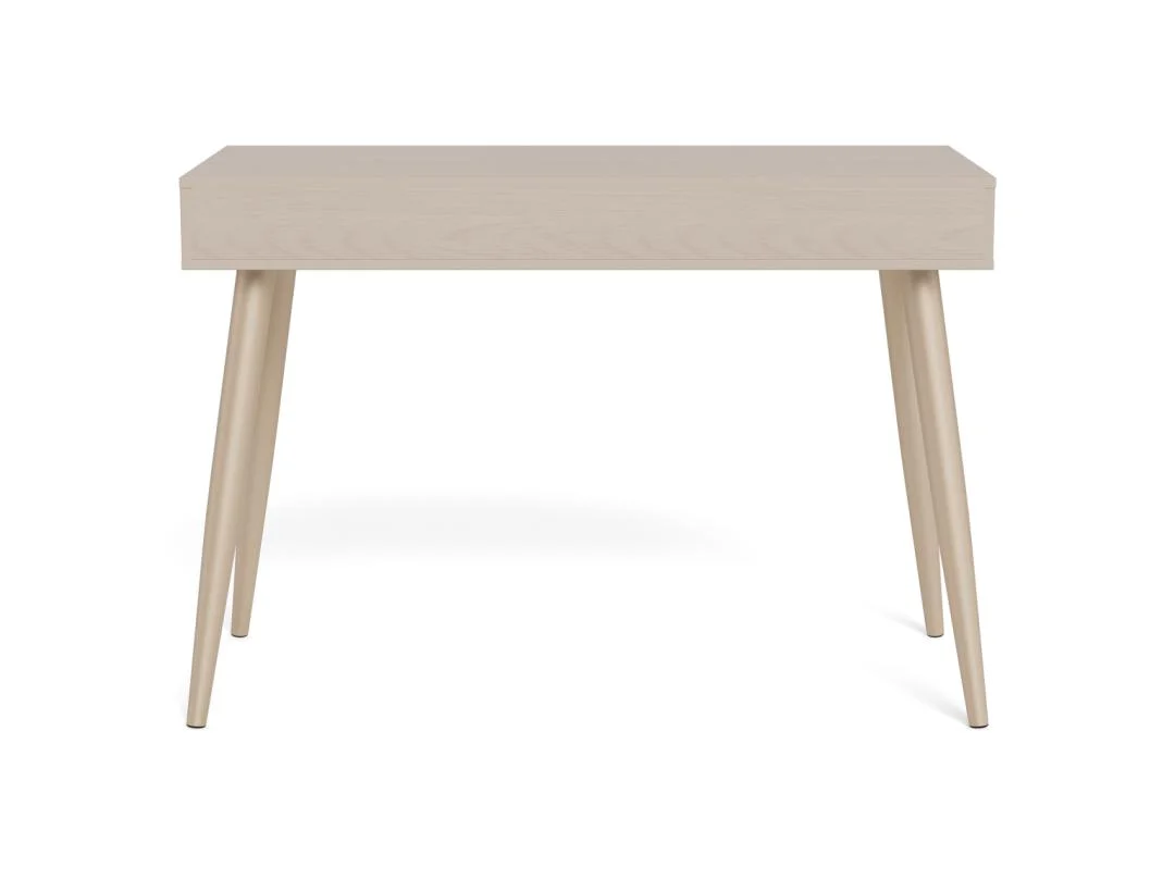 Grijze retro bureau 110x50x77.1 met 3 lades. Melamine bureau voor kantoor of thuiswerkplek.