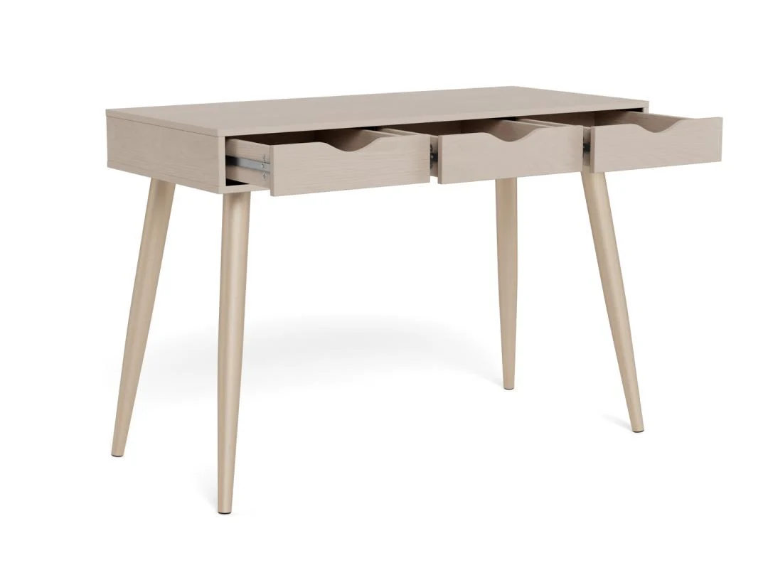 Retro bureau 110x50 grijs melamine met 3 lades. Stijlvol en functioneel.