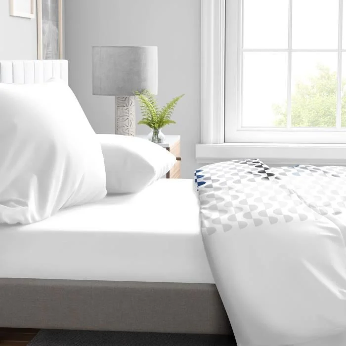 Hoeslaken 180 x 200 cm Wit Microvezel Hoek 30 cm - Afbeelding 2