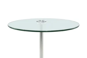 De Bijzettafel Zilver, Zwart 17 CM Rond is een ronde marmeren bijzettafel met een metalen middensteun en een enkele metalen poot, weergegeven op een witte achtergrond.