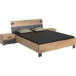 Bed 140 x 200 cm Eikenbalk/Grafiet WIMEX met 2 nachtkastjes