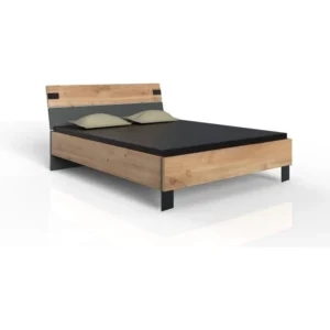 Bed 160 x 200 cm Grafiet Eikenhout Industrieel WIMEX