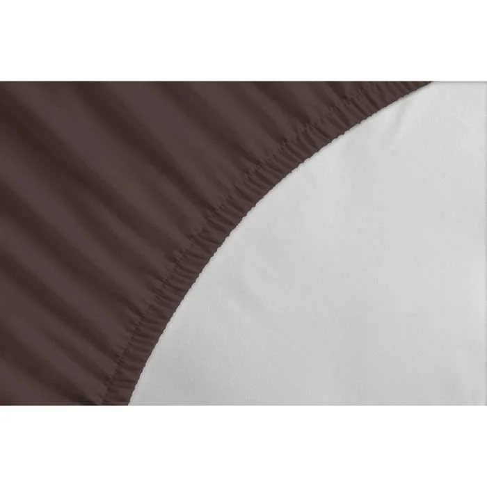 Hoeslaken 160 x 200 cm Bruin 30 cm hoek Elastische rand - Afbeelding 3
