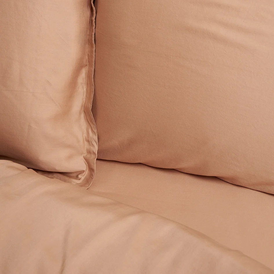 Hoeslaken 160 x 200 x 30 cm Perzik Tencel Lyocell Mat