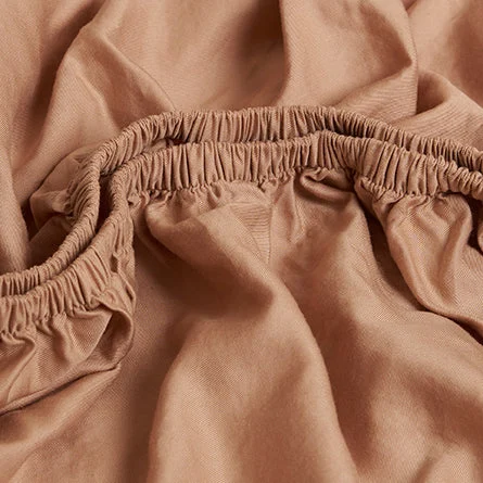 Hoeslaken 160 x 200 x 30 cm Perzik Tencel Lyocell Mat - Afbeelding 2