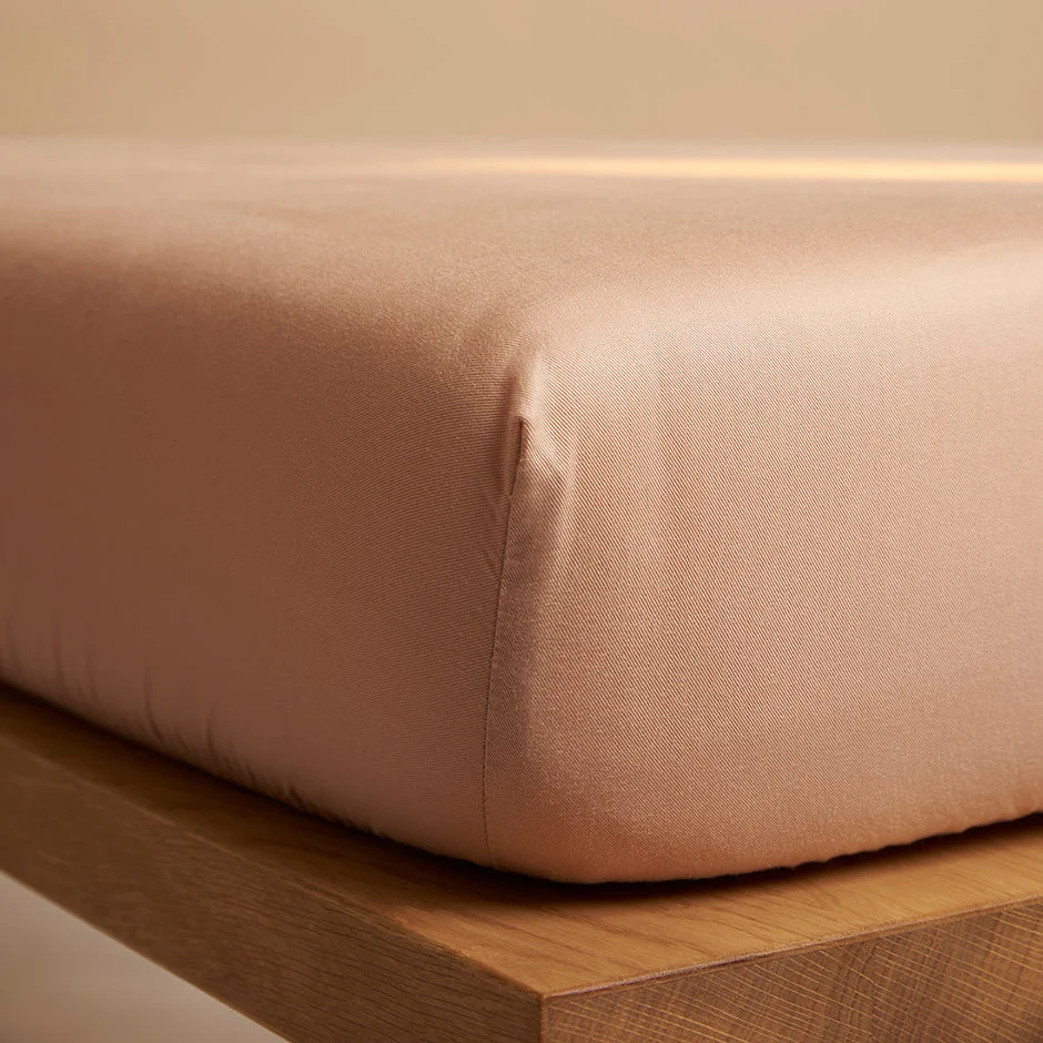 Hoeslaken 160 x 200 x 30 cm Perzik Tencel Lyocell Mat - Afbeelding 3