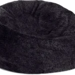 De Zitzak Schapenvacht Kort Wol Zwart is een ronde zwarte zitzak met een zachte wollen hoes met structuur voor comfortabel zitten.