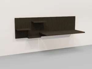 Eiken Napoli bureau, Belgisch ontwerp. Wandbureau met planken, ideaal voor thuiswerk.