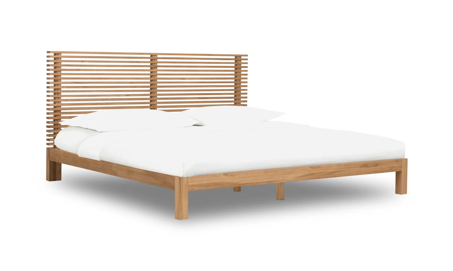 Platformbed 180 x 200 cm Vlasgrijs Massief Essenhout - Afbeelding 2