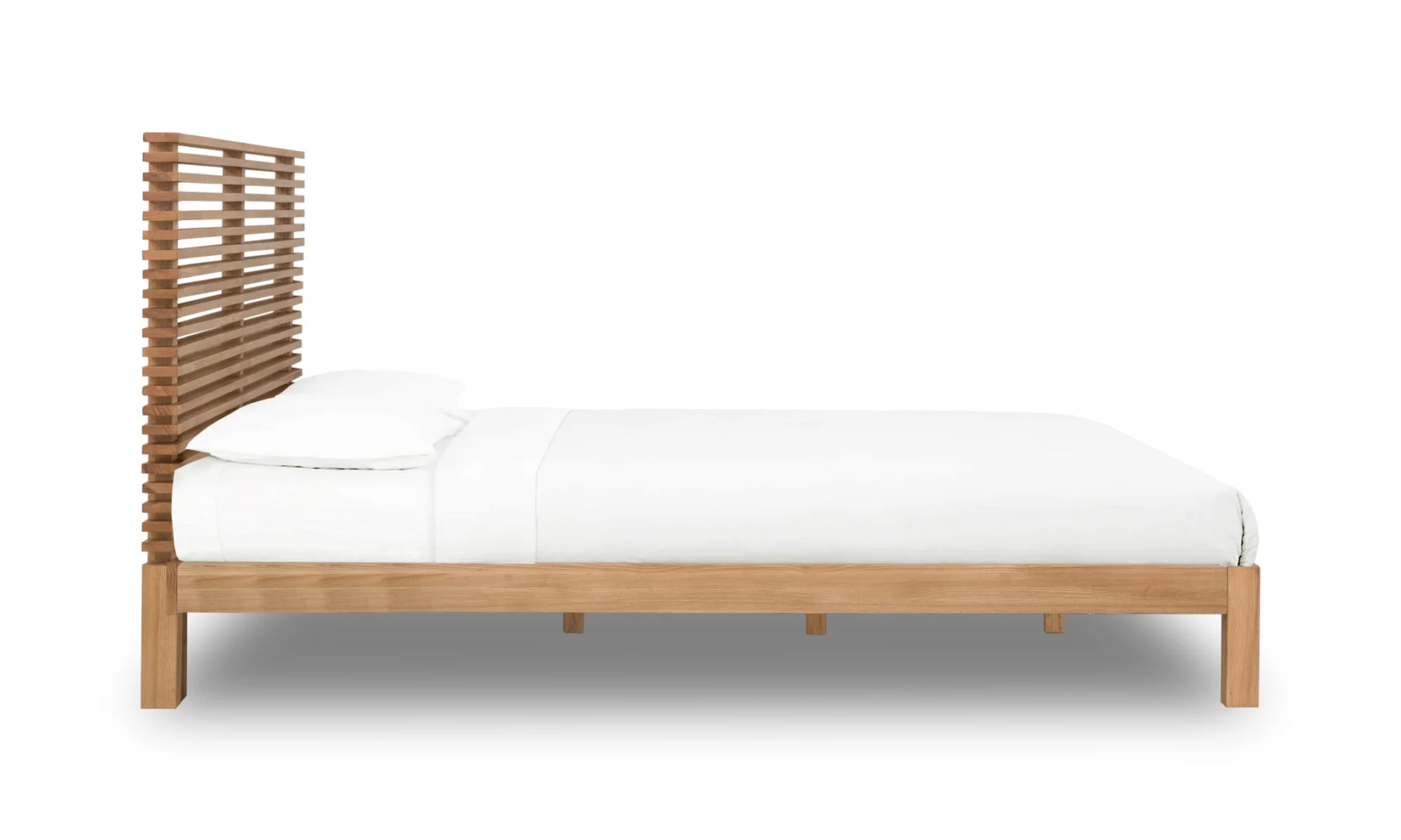 Platformbed 180 x 200 cm Vlasgrijs Massief Essenhout - Afbeelding 3