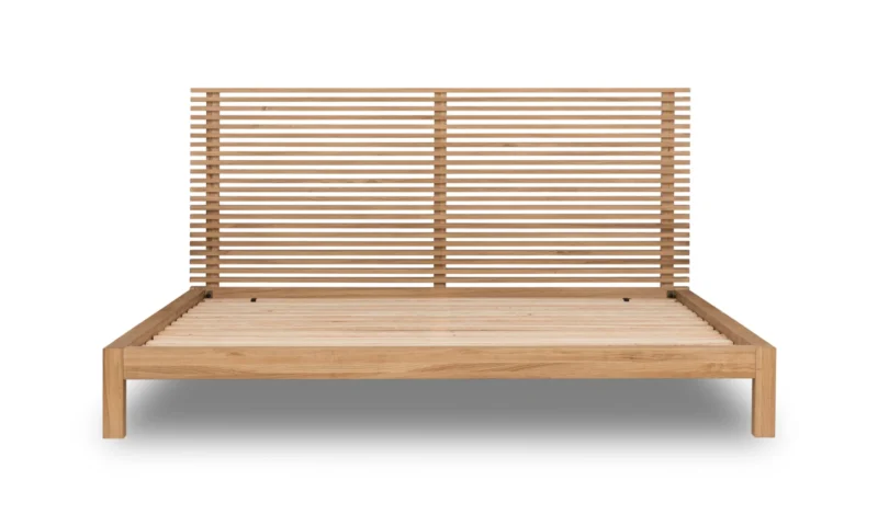 Platformbed 180 x 200 cm Vlasgrijs Massief Essenhout - Afbeelding 4