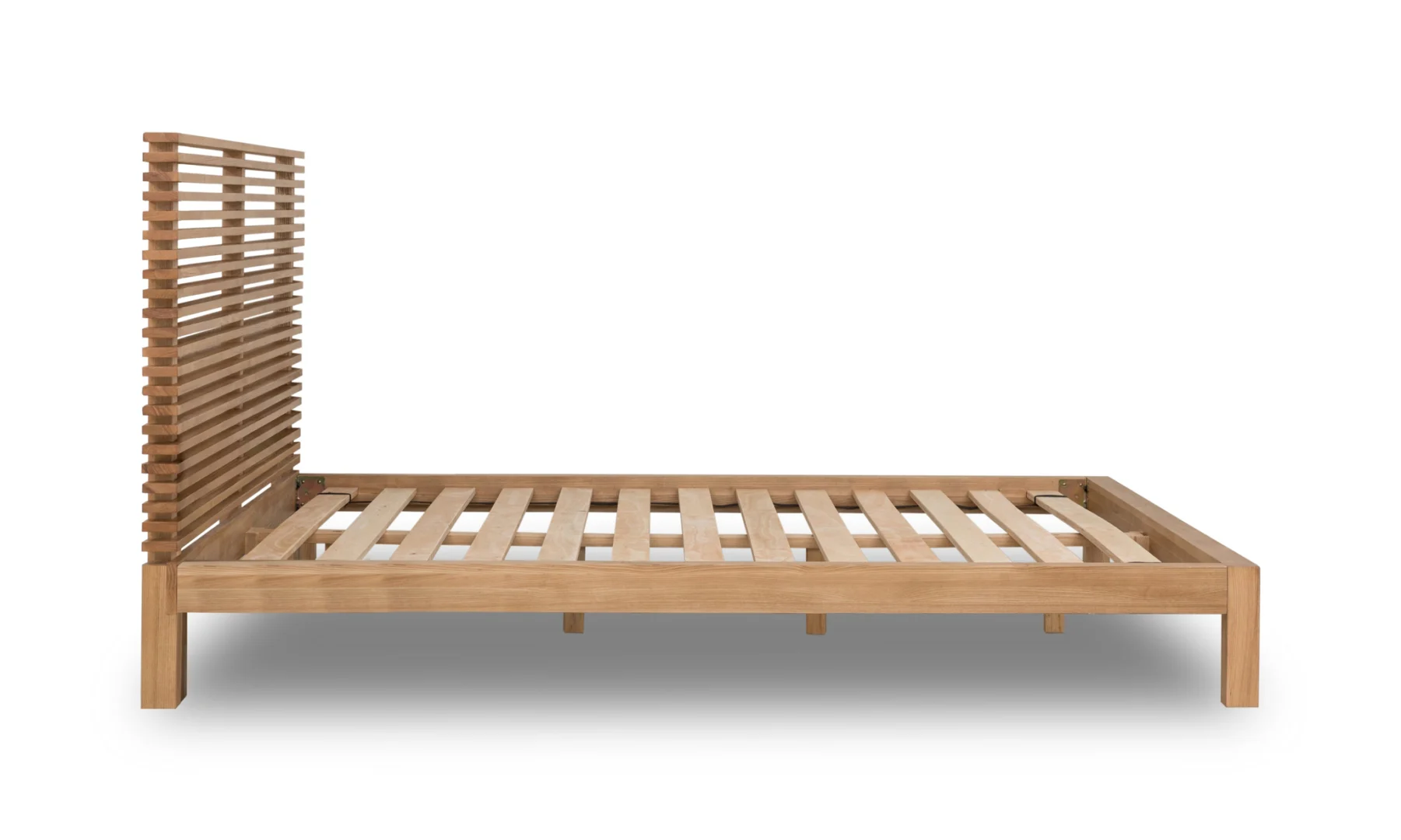 Platformbed 180 x 200 cm Vlasgrijs Massief Essenhout - Afbeelding 6