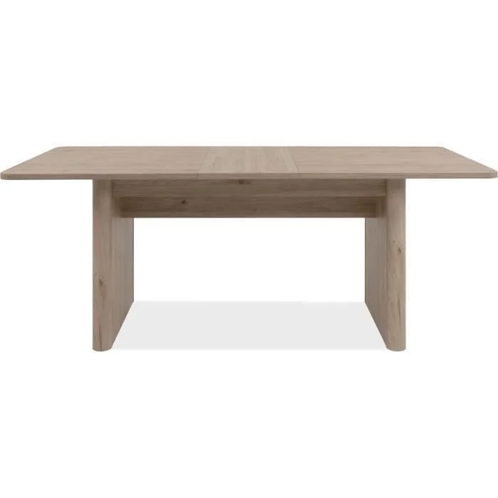 De Uitschuifbare tafel SAI is een rechthoekige houten eettafel voor 10 personen, afgewerkt met Jackson Hickory en massieve eindpoten. Afmetingen: 160/200 x 75 x 90 cm.