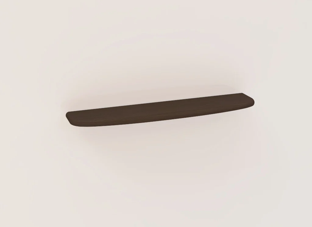 De SENTO BOEKENPLANK120 EL21 is een eenvoudige, zwevende donkerbruine houten plank, perfect voor montage op een effen, lichtgekleurde muur.