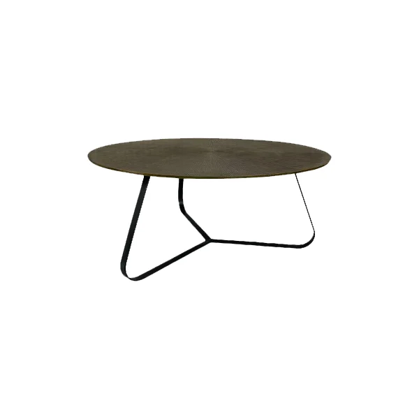 Salontafel 80 x 80 CM Vierkant Design met een bruin blad en minimalistische zwarte metalen poten tegen een effen witte achtergrond.