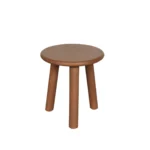De Salontafel 16 x 45 CM is een klein, rond houten krukje met drie poten en een lichtbruine afwerking, tegen een effen witte achtergrond.