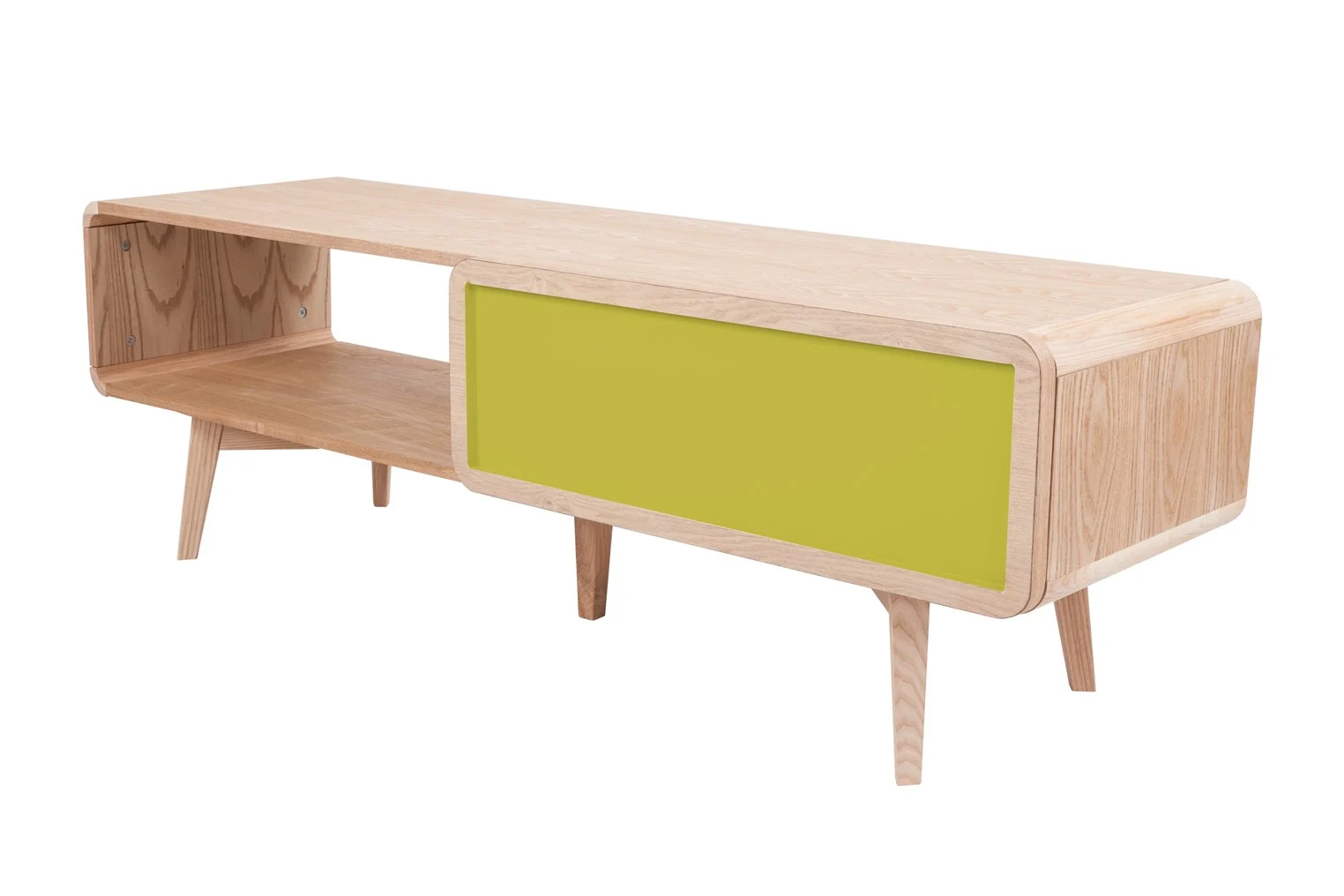De Bijzettafel Groen Rond Mdf Scandinavisch is een ronde bijzettafel in Scandinavische stijl van groen MDF, perfect om een modern tintje aan je woonruimte te geven.