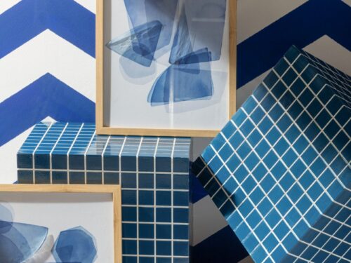 Beeld Beeld Beeld blauw glas