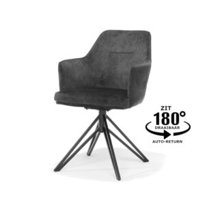 Calvin Eetkamerstoel draaivoet Stof Aurora Antraciet